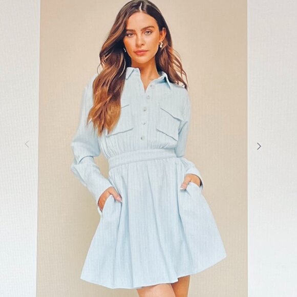 Lulus Adored Persona Light Blue Textured Mini Dress (M) New with Tag - Picture 1 of 10